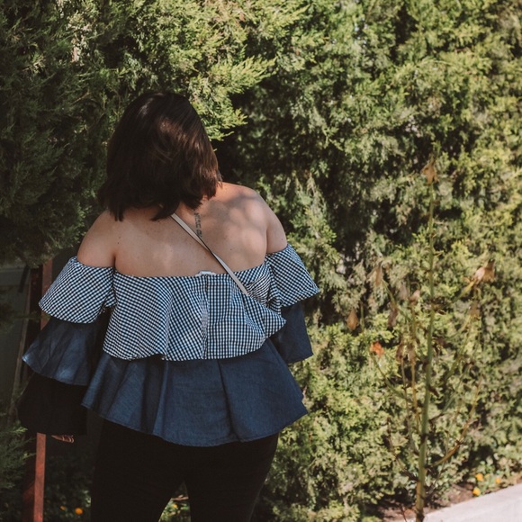 Blue, Black and Gray Sleeves Tube Top - Picture 4 of 8